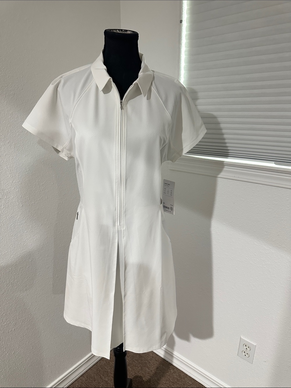 Athleta White Short-Sleeve Zip Fairway Dress